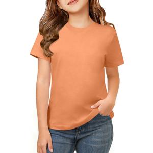 ZDC Girls Short Sleeve Shirts Crewneck T Shirts Kids Summer Tops Basic Tees 5-14 Years