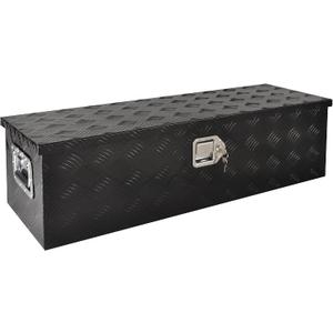 39 Inch Aluminum Heavy Duty Truck Bed Tool Box Truck Car Outdoor Trailer Pickup Toolbox, RV Storage Organizer Trailer Storage Tool Box w/Lock & Keys, 5 Bar Tread, Black (39"X13"X10")