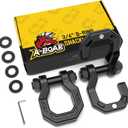 D-Ring Separate Shackles, 2Pack, 3/4" D-Ring Shackles 7/8" Pin, 57320lbs Breaking Strength, Heavy Duty Forged Steel, D-Ring Towing Winch Shackle for Recovery, Off-Road, BlackBlack