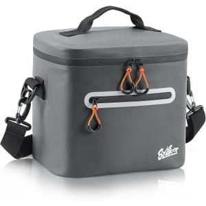Soft-Sided Cooler Lunch Bag, 16 Can Portable Ice Chest Box, Waterproof, Leak-Proof, Insulated Lunch Box for Work, Beach, Drink, Travel, Camping, Picnic (Meidum, Dark Gray)