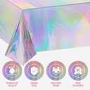 OHOME 4 Pack Iridescence Plastic Tablecloths Disposable Galentines Day Decorations New Years Birthday Disco Bachelorette Bridal Wedding Rainbow Iridescent Party Decorations 54" x 108"