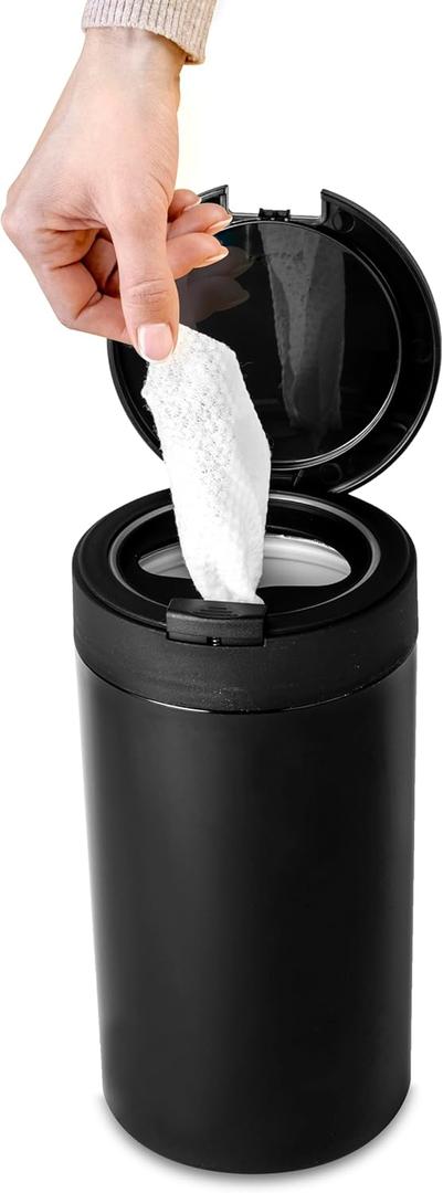 Disinfecting Wipes Dispenser - Push Button Decorative Holder for Standard Cleaning Wipes Container, Use in Kitchen Countertop, Bathroom, Classroom (Black)