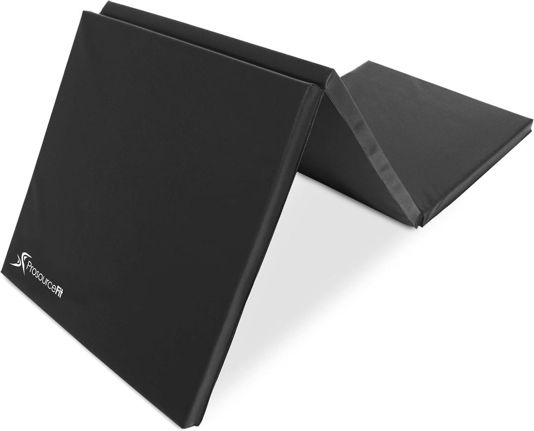 ProSource Tri-Fold Folding Thick Exercise Mat 6x2 with Carrying Handles for MMA, Gymnastics, Stretching, Core Workouts