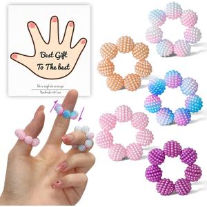 5 Pack Colored Fidget Ring Spiky Bead Sensory Finger Rings for Stress Relief Finger Anxiety Rings Calming Fidget Toys Ring Massager for Stress Reducer Office Workers