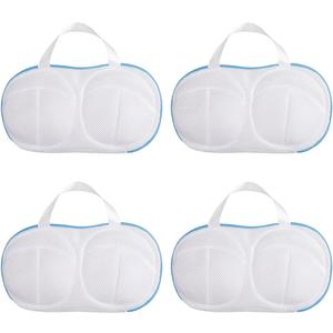 4 Pack Large Bra Washer Laundry Bags for Washing Machine, Lingerie Bag for Washing Delicates Underwear Brassiere, Bra Washer Protector for Laundry (Blue 3 pack)