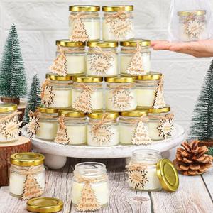 Tondiamo 20 Pcs Christmas Candle Jar Gift Bulk Natural Soy Wax Scented Candle Jars Christmas Stocking Stuffers Gifts for Xmas Winter Home Party Favors Decoration(Snowflake,Tree)