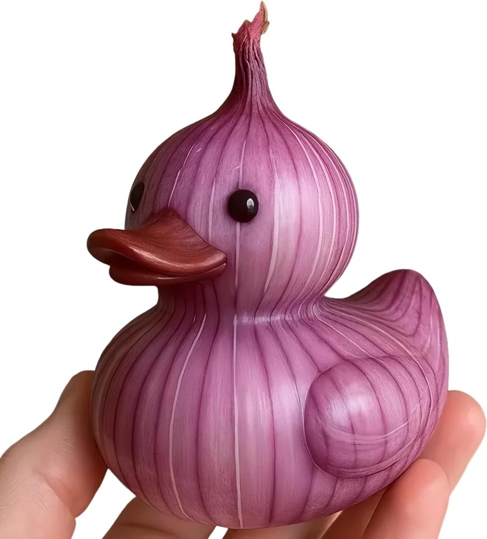 Onion Duck - Vegetable Duck Figurine, Funny Vegetable Ducks Statue Resin Veggie Ducks Gifts for Dashboard Home Office Desktop Car Accessories