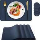 Bacgnyer Placemats Set of 4, Placemat with Coasters Heat Stain Scratch Resistant Non-Slip Waterproof Oil-Proof Washable Wipeable Outdoor Indoor for Dining Patio Table Kitchen Decor and Kids (Blue 4)