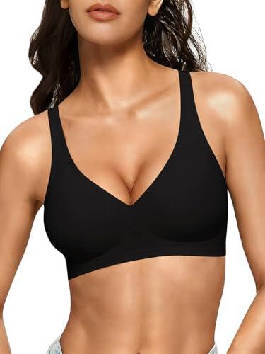 COCOMARTS Jelly Bras for Women No Underwire Seamless Push Up Comfortable Tshirt Everyday Deep V Bra with Support and Lift XL