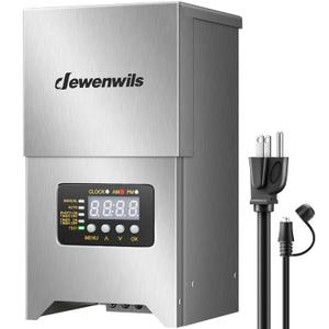 DEWENWILS 300W Low Voltage Landscape Transformer, Outdoor Low Voltage Transformers with Photocell Sensor & Timer, 120V AC to 12V/15V AC Waterproof, Landscape Lighting Transformer for LED Lighting