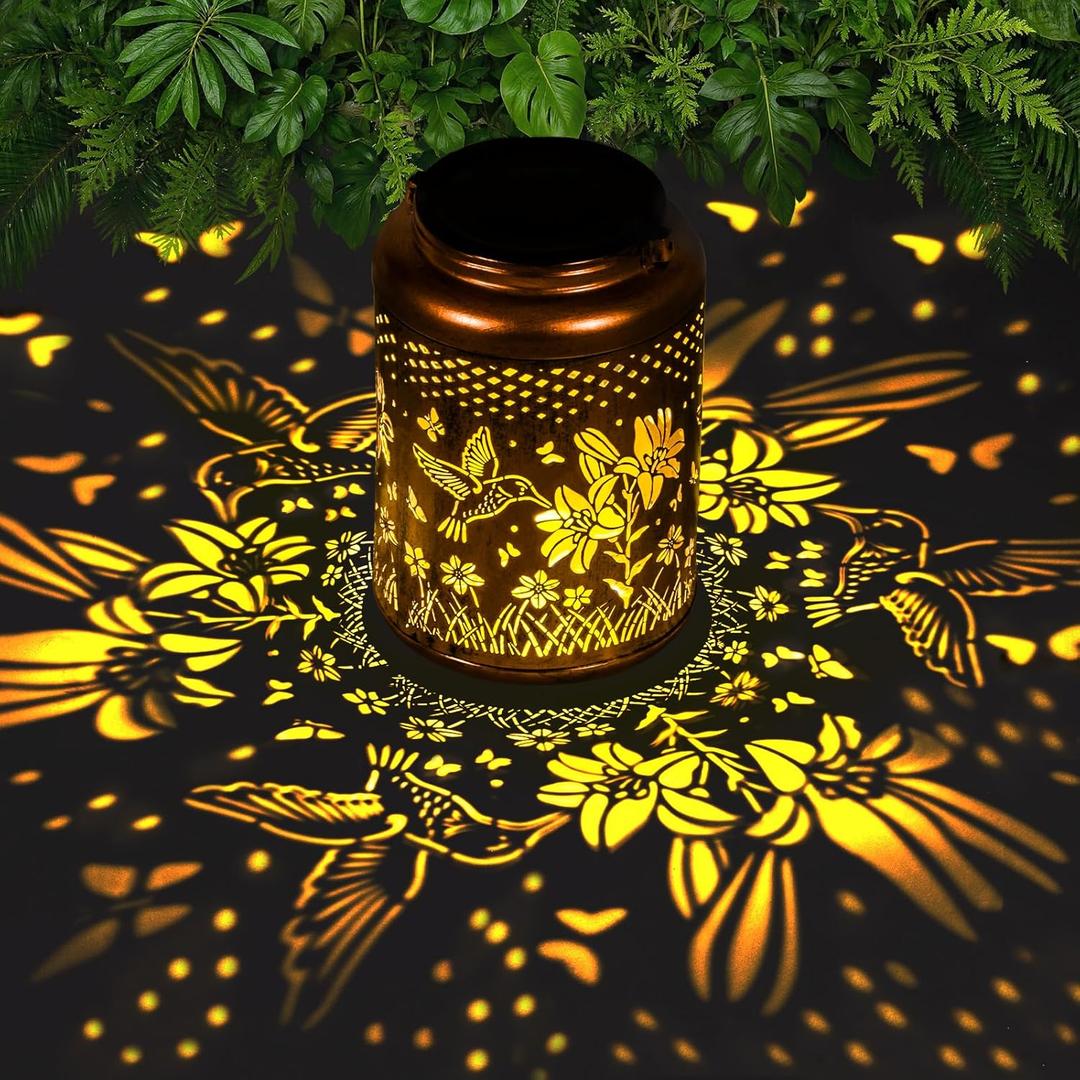 Solar Lanterns Outdoor Waterproof Hummingbird, KagoLing Birthday Gifts for Women Mom Grandma, Garden Decor Hanging Solar Lights Outdoor Metal Lantern Decoration Outside for Yard, Patio, Backyard (1 Pack)