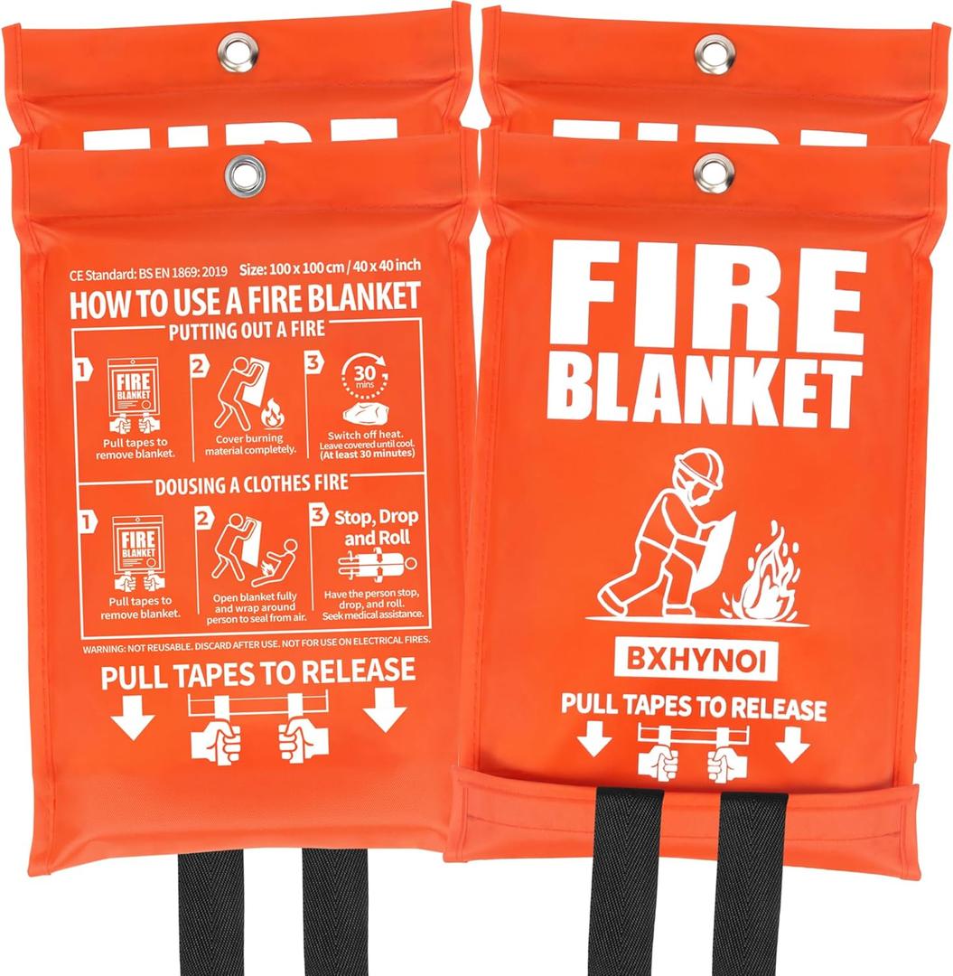 Emergency Fire Blanket 4 Pack 40"x40", Essential Fire Safety Blanket for Kitchen Home Garage Car Camping 20 Pack