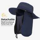 Fishing Hat, UPF 50+ Sun Cap with Detachable Mask (Blue)