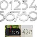 20 Pack Mailbox Numbers 0-9, 2.76 Inch High, Door Address Numbers Stickers for Apartment, House, Room, Office, Cars, Trucks, Silver Plating Process Number Sign