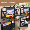Car Backseat Organizer with Foldable Tray  9 Storage Pockets, Tablet Holder, Kick Mats  Back Seat Organizer for Kids & Adults, Road Trip & Travel Essentials(2-Pack)