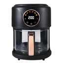 GYMODE Airy Fryer, 4.7Qt 1200W Glass Air Fryer, 6-in-1 Functions, Digital Display, 360° Viewable, Dishwasher Safe, Adjustable Temp 80℃~200℃(175F - 400F), 60 Min Timer, Nonstick Basket, Black