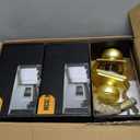 6 Pack Gold Door Knobs with Camelot Trim,Interior Door Knob with Lock,Coastal Door knob for Hall & Closet, Satin Brass