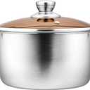 P&P CHEF Stockpot with Lid, Stainless Steel Cooking Stock Pot for Soup, Heat-Proof Double Handles with Visible Lid, Dishwasher Safe & Healthy, 4 Qt