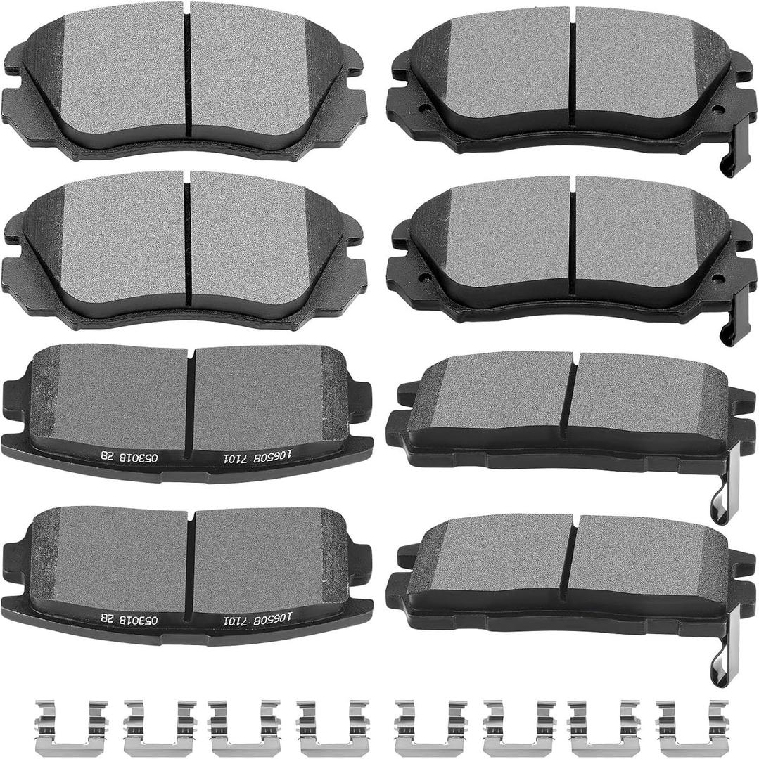 D1275 D1421 Front Rear Ceramic Brake Pads With Clips Fit For 2010-2017 Chevrolet Equinox,For 2010-2017 GMC Terrain (8 pcs)