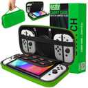 Orzly Carrying case for Nintendo Switch OLED and Switch Console - Green Protective Hard Portable Travel case Shell Pouch for Nintendo Switch Console & Accessories