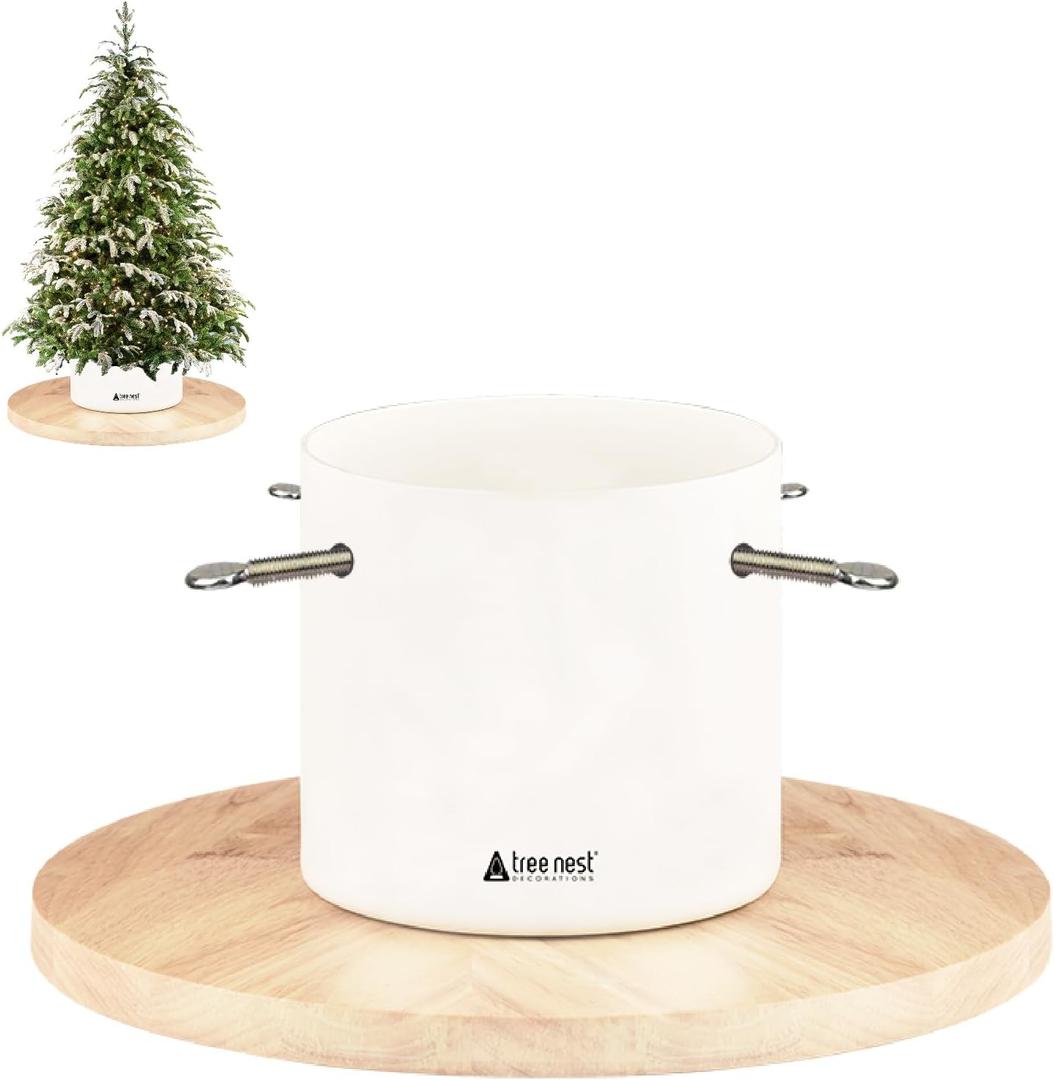Christmas Tree Stand Base Mini Christmas Tree Holder Xmas Tree Stand Base for 5ft Tabletop Modern Christmas Small Tree Xmas Tree Decoration (Moonlight,White) (Medium)
