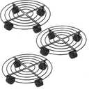 KINJOEK 3 Packs 10.6 Inches Metal Plant Caddy with Lockable Wheels, Round Flower Pots Planter Dolly Base Stand Set with 360 Rolling Casters for Indoor, Outdoor, Home, Garden, Black, Load Max 110Lbs