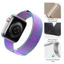 CHINDRAG Magnetic Loop Band Compatible with Apple Watch S9/8/7/6/5/4/3 42/44/45/49mm, Ultra 1/2 49MM, Classy Stainless Steel Metal Mesh Strap fit iWatch SE, Women Men, XS/S Rainbow