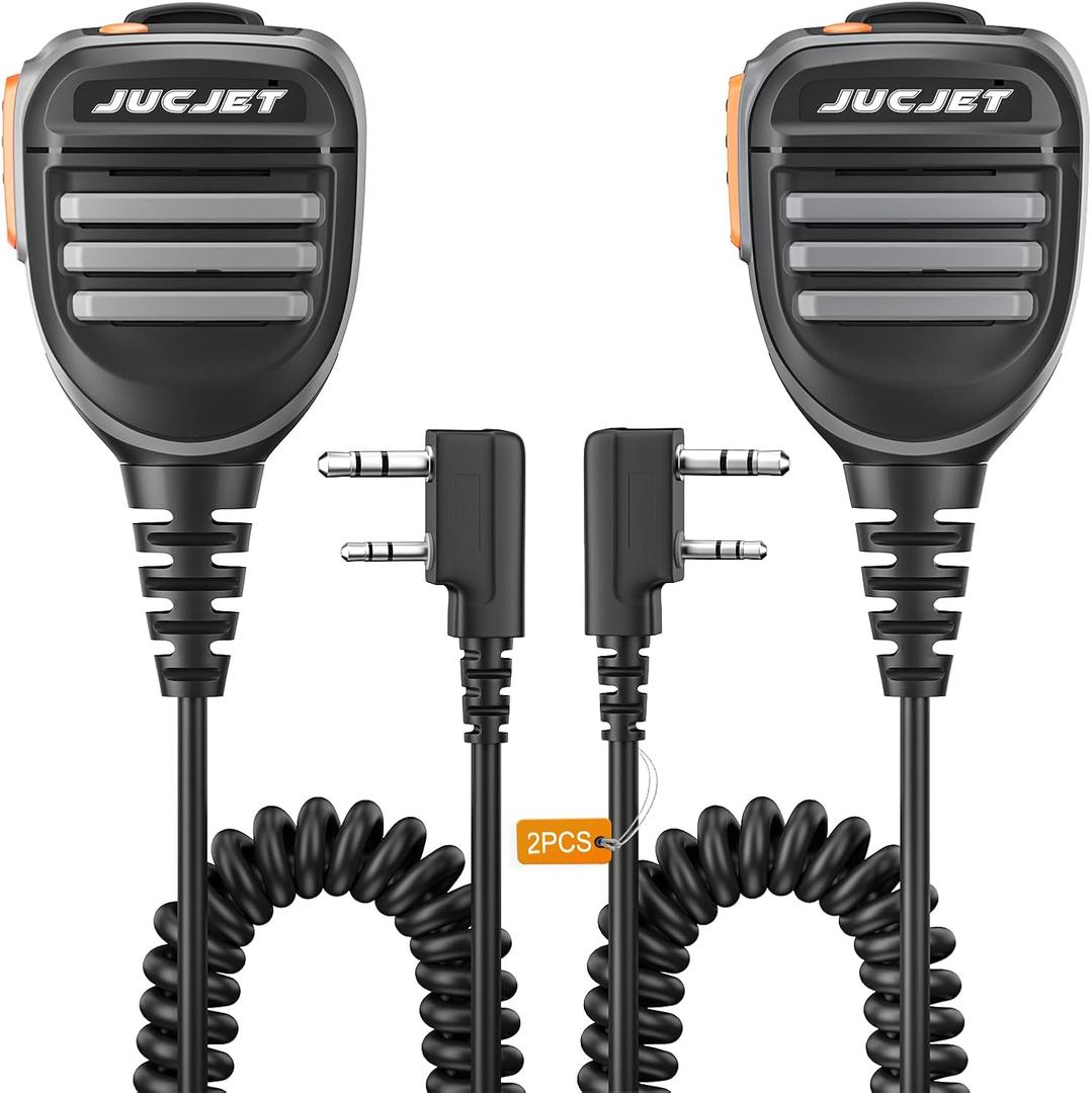 Walkie Talkie Speaker Microphone,2 Pin Shoulder Mic Speaker for Baofeng UV-5R BF-88S 5RM UV-K5 K5PLUS GM-15 Pro UV-5G Plus GM-5RH UV-5RH V12D(2 Pieces)