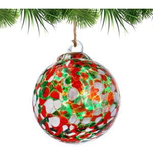 Hand Blown Glass Gazing Balls for Garden Hanging 2.3" Friendship Balls Christmas Ball Ornaments for Xmas Tree Decoration (Red - C)