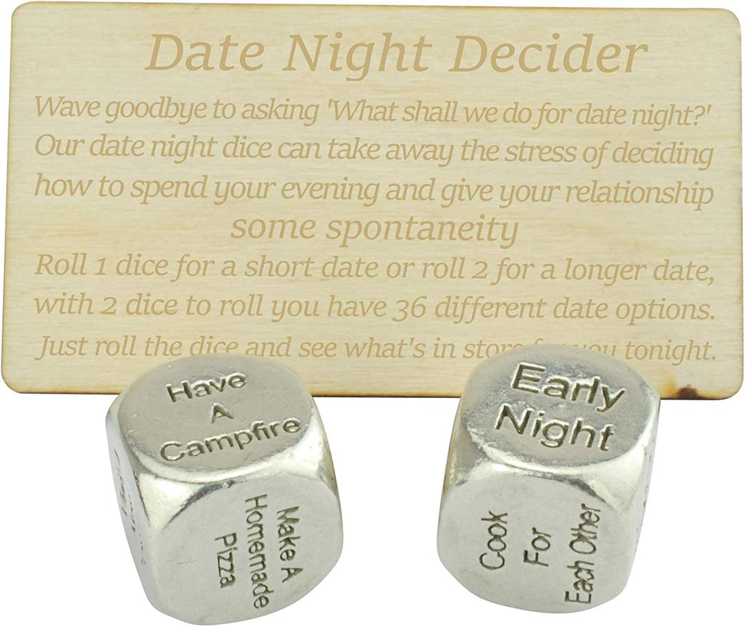 Date Night Dice 2 Metal Dice Gives 36 Possible Date Nights - Great Fun Date Night Idea