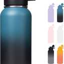 Fijinhom 32 oz Insulated Water Bottle with Handle, 304 Stainless Steel Water Bottles with Wide Mouth, Double Wall Vacuum Sports Water Bottle, BPA Free, Keep Cold and Hot, Blue&Black