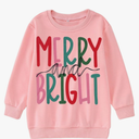 MODNTOGA Kids Boy Girl Merry and Bright Crewneck Sweatshirt Merry Christmas Sweatshirt Retro Xmas Long Sleeve Pullover Tops XL