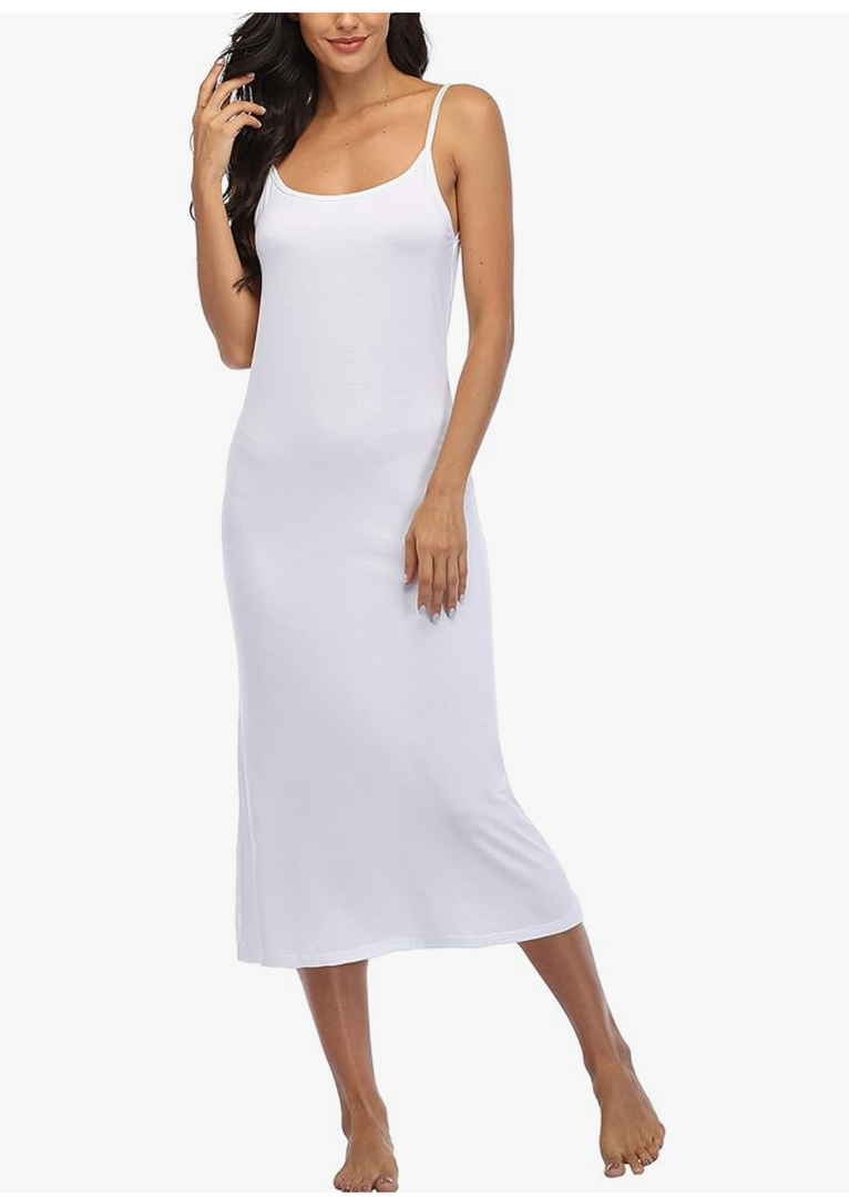 Summienlink Women's Full Slip for Under Dresses Sexy Long Sleeveless Nightgown Cami Dress L