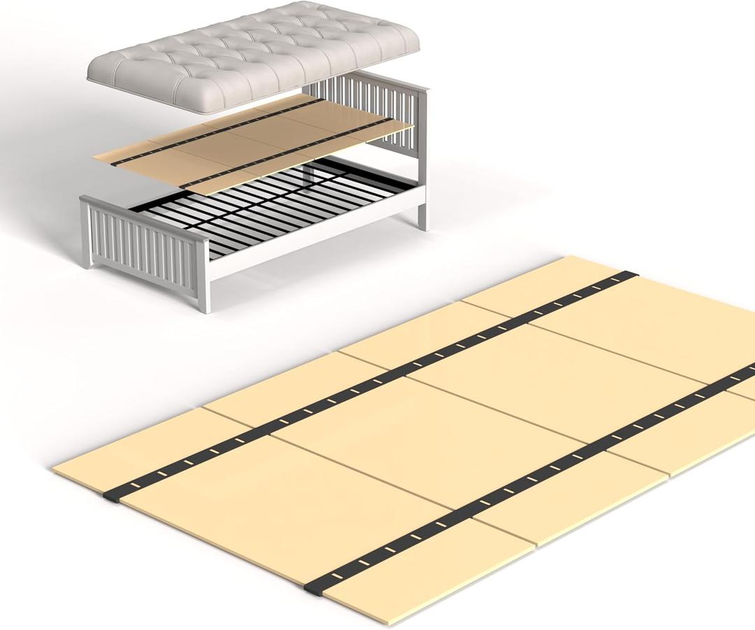 Heavy Duty Thick Folding Box Spring, Mattress Supporting Wood Floor, Foldable Box Spring, Bed Support Slats,48"x60"