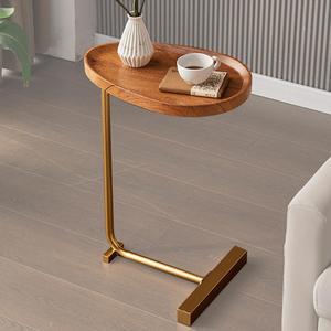 C Shaped Side Table, Small C Table End Table for Sofa and Bedside, Couch Side Tables That Slide Under, Wood C Shaped End Table for Bedroom Living Room, 18L X 12W