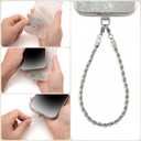 Metal Phone Wrist Strap Stainless Steel Phone Lanyard Metal Chain Smartphone Strap Wristlet Lanyard Bracelet Charm (Twisted/Silver)