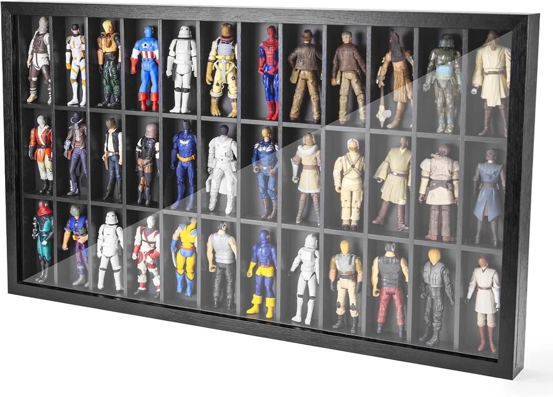 3.75 inch Figure Collectors Showcase, Display Frame Case for Action Figures, Dustproof Cabinet Box for Collectibles, Compatible with Star was/ Gi Jeo Classified Series, 24.61" X 1.65" X 13.98"
