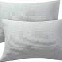 Zaizaihome Waffle Weave Pillowcases Queen Size 2 Pack, 100% Egyptian Cotton 600 Thread Count, Ultra Soft Pillow Shams with Envelope Closure, Breathable Skin-Friendly Pillow Case, Grey, 20x30 Inches