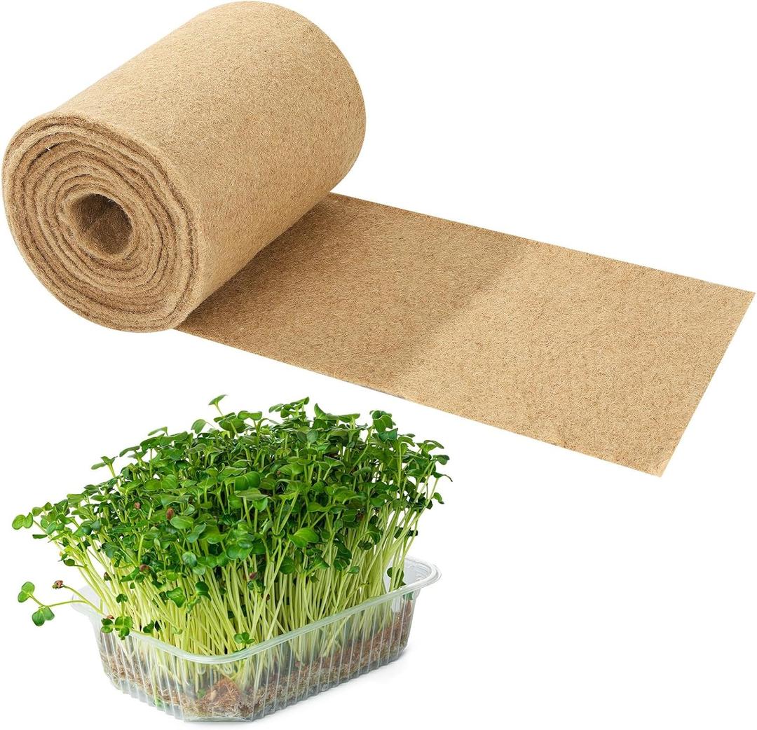 1Roll 10" X 197" Hydroponic Grow Pads, Jute Seed Sprouting Mat, Microgreens Growing Kit, Indoor Organic Production for Wheatgrass Sprouts Starter Tray (10" X 197")