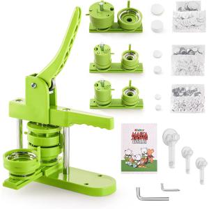 Button Machine, DIY Multiple Sizes 25/32/58 mm Round Pin Maker Kit with 300 Button Parts Supplies