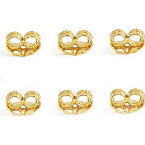 Orgrimmar 14K Gold Plated Earring Backs Yellow Ear Locking for Stud Ear Rings (3 Pairs)