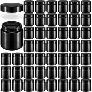 Norme 96 Pcs 4 oz Glass Jars with Lids Leakproof Round Airtight Empty Cosmetic Jars with Inner Liners Lid for Storing Lotions Powder Ointments Candle Making Tins (Black)