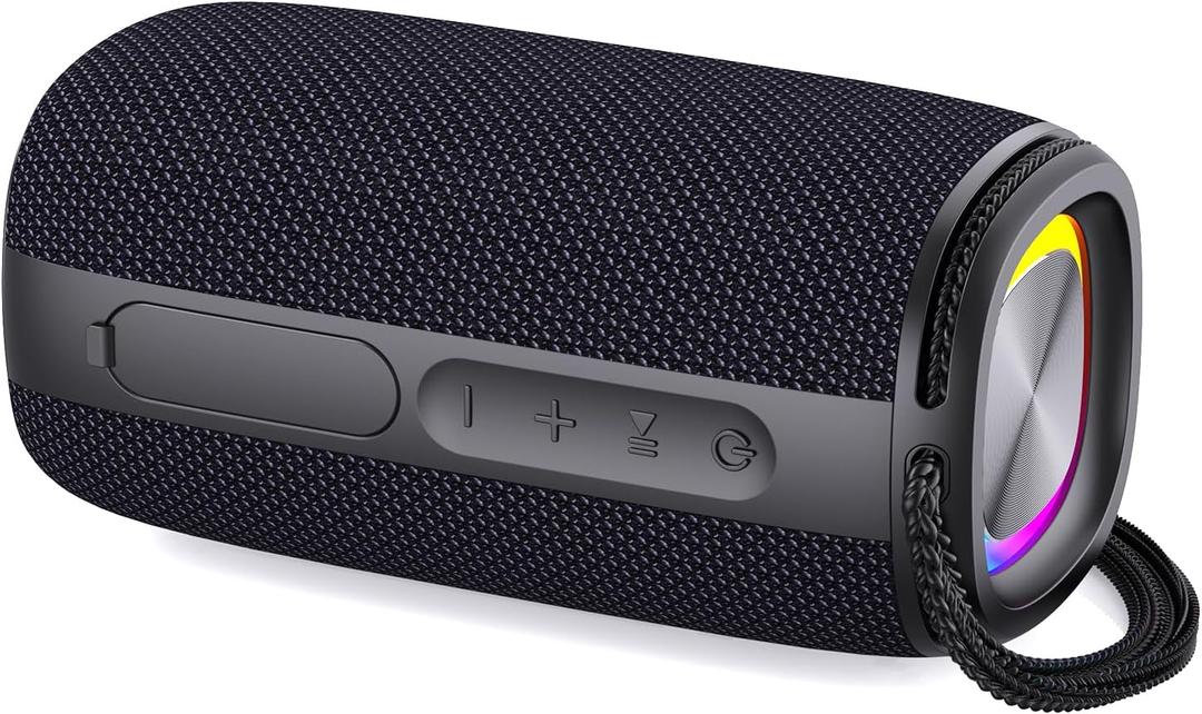 Bluetooth Speaker, Speaker Bluetooth Wireless with Light, BT5.3, IPX6 Waterproof Electronic Gadgets for Home/Party/Outdoor, Birthday Gift (Black)