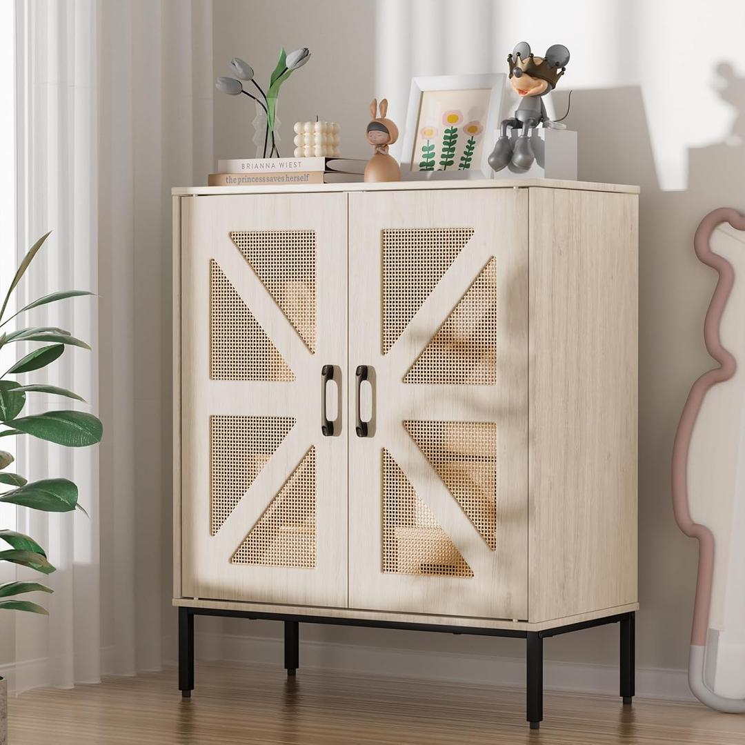 Buffet Cabinet with Storage Sideboard Accent Modern Credenza with Doors & Shelves 32.9" Tall Media Console Mid Century Coffee Bar Table for Living Room Kitchen Dining Room Hallway (Yellow)