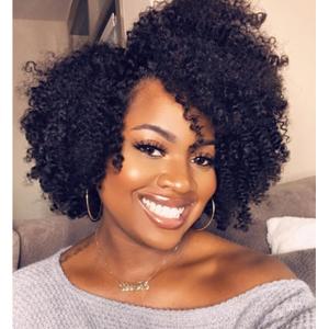 Quantum Love Short Kinky Curly Wigs Side Part Afro Curly Wig for Black Women Twist Out African American Synthetic Wigs (Black 6 Inches) (1B)
