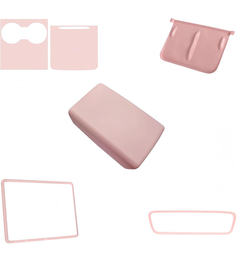Frani Center Console Cover 5Pcs Set for Tesla Model 3 2021-2023 Model Y 2021-2025(Not for My Juniper),Tesla Interior Center Console Cover Decor Accessories Pink