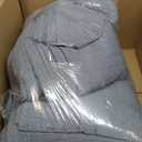 WDCOZY 100% Cotton Queen Size Quilt Set - Dusty Blue Box Pick Stitch Soft Lightweight Bedspread, Textured Like Linen, Farmhouse Country Rustic Coverlet, Shabby Chic Gauze Bedding, 3 Pieces, Full/Queen