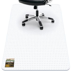 BesWin Office Chair Mat for Carpet, 32" x 48" Heavy Duty Hard Computer Desk Chair Mat for Carpeted Floors, Anti-Slip Carpet Floor Protector Mat for Office Chair, Smooth Glide, Ship Flat