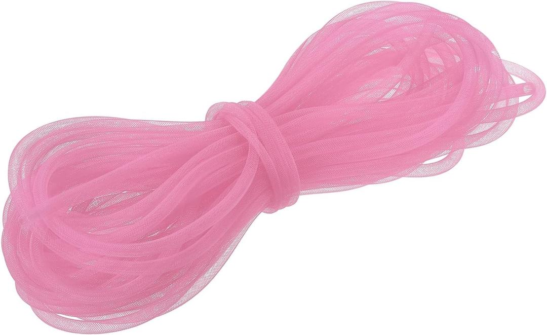 MECCANIXITY 30 Yards Mesh Tube 3/8 Inch Decor Tubing Flex for Wreath, Gift, Decorations Birthday, and Wedding Party,DIY Craft - Pink