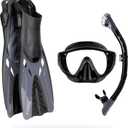 Cressi Snorkeling Set- Short Adjustable Fins, Silicone Mask, and Dry Snorkel- Compact for Travel- Tino Adventure Set- Designed in Italy (Large-X-Large, Black/Graphite)